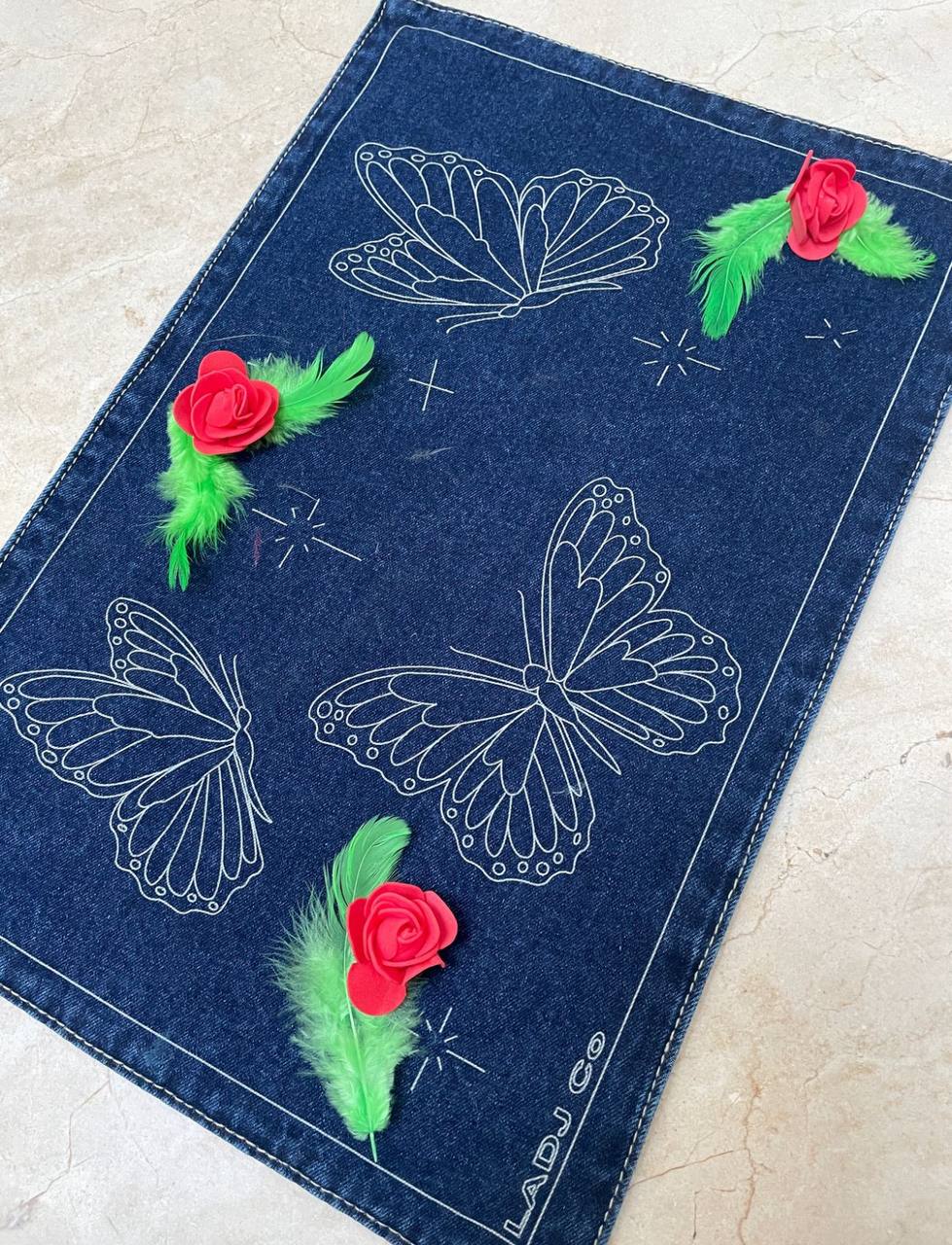 Set de Manteles de Mezclilla de Mariposas