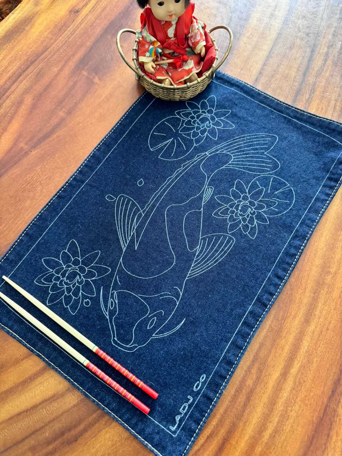 Set de Manteles de Mezclilla de Koi
